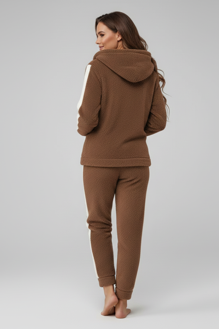 Women's Half-Zip Casual Lounge Set in Brown