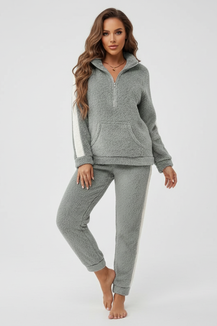 Women's Half-Zip Casual Lounge Set in Sage