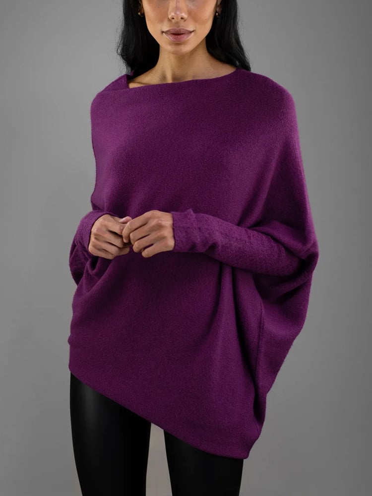Women's Draped Off-Shoulder Casual Jumper in Purple