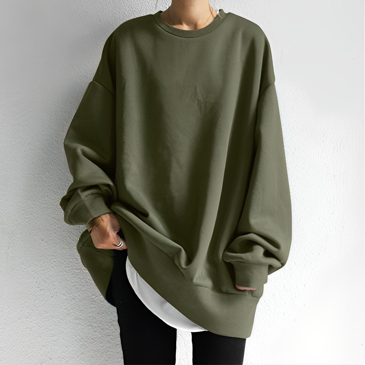 Women's Oversized Casual Sweatshirt in Olive