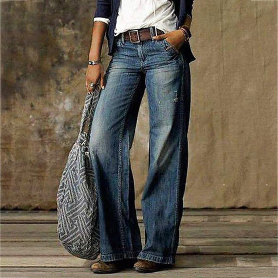 Women's Wide-Leg Casual Jeans in Blue
