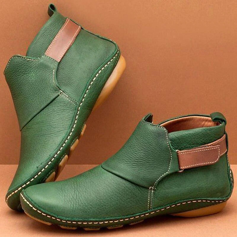 Women's Strap Casual Ankle Boots in Green