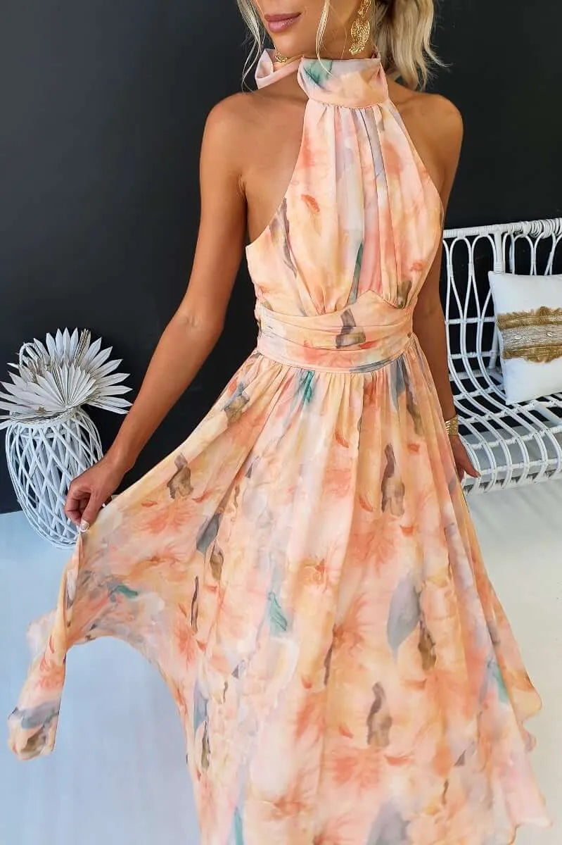 Women's Maxi Dress – Georgette Halter Neck Summer | Amelia 3
