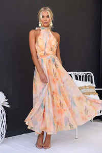 Sophie | Halter Neck Maxi Dress Summer Georgette Fluid Fit