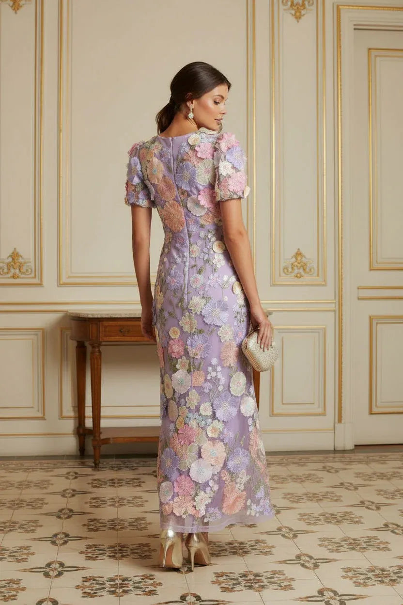 Women's Maxi Dress – Tulle Floral Appliqué Formal | Emma 3