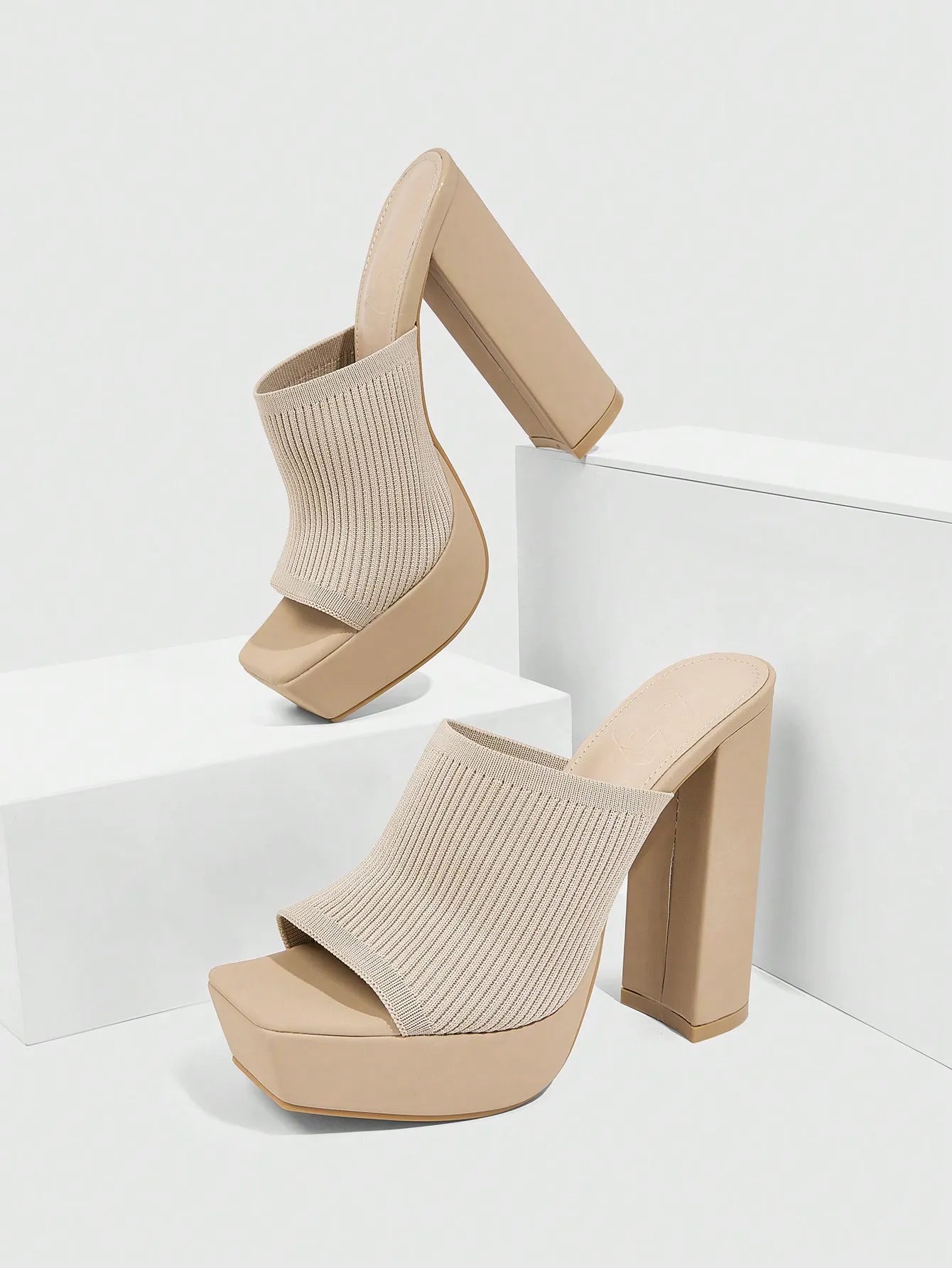 Women's Mules – Ribbed Knit Platform Slip-On Evening | Amelia 5