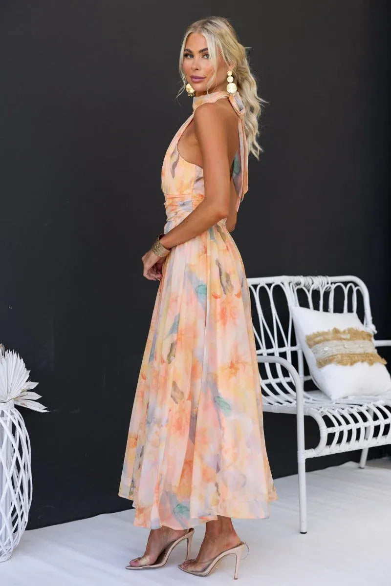 Women's Maxi Dress – Georgette Halter Neck Summer | Amelia 7