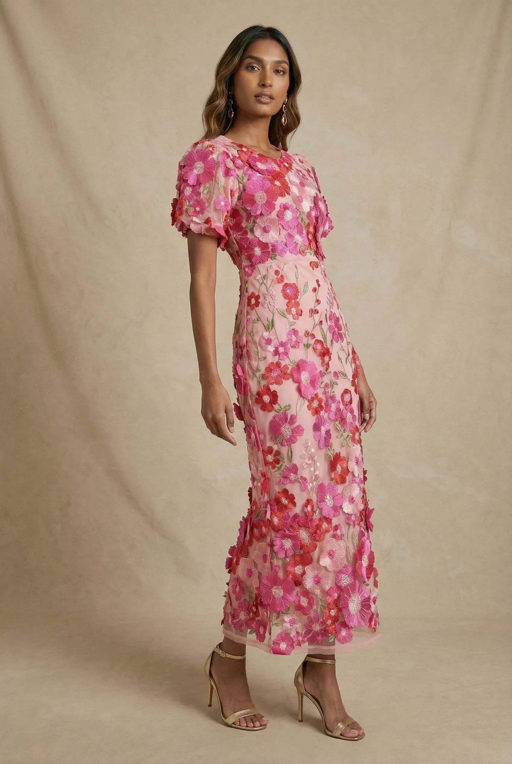 Women's Maxi Dress – Tulle Floral Appliqué Formal | Emma 6