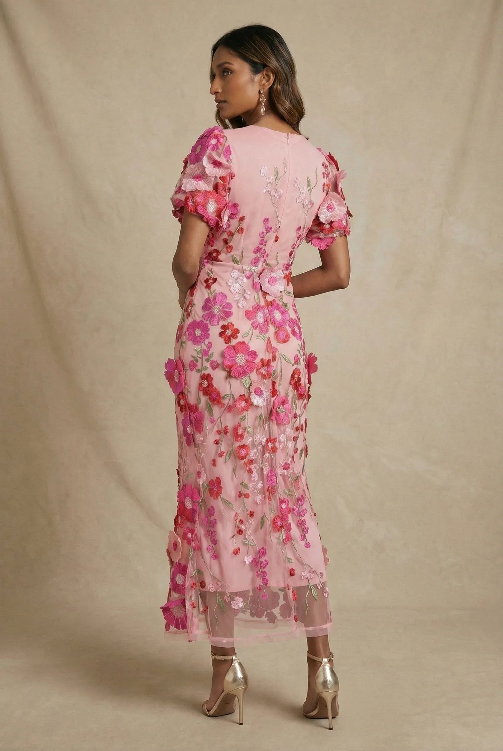 Women's Maxi Dress – Tulle Floral Appliqué Formal | Emma 7