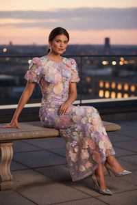 Elara | 3D Floral Embroidery Formal Tulle Mermaid Maxi Dress