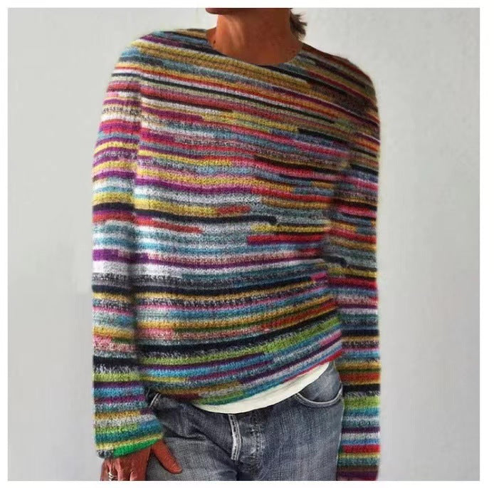 Women's Striped Casual Jumper in Multicolour