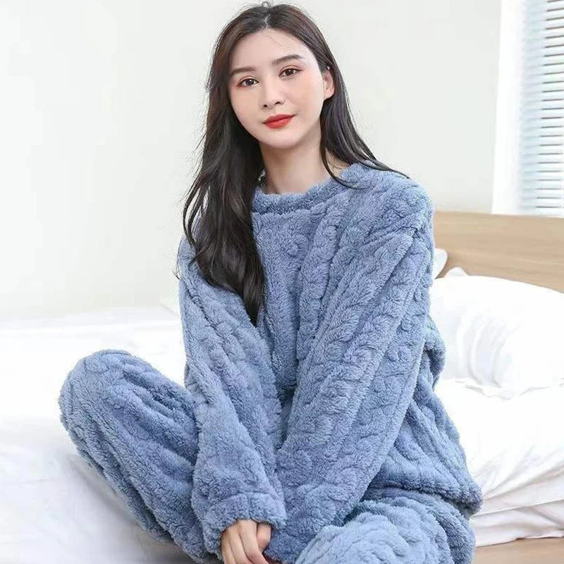 Women's Textured Casual Lounge Set in Blue