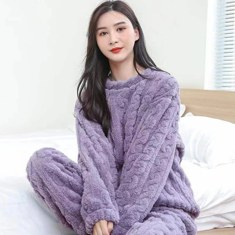 Women's Textured Casual Lounge Set in Lilac