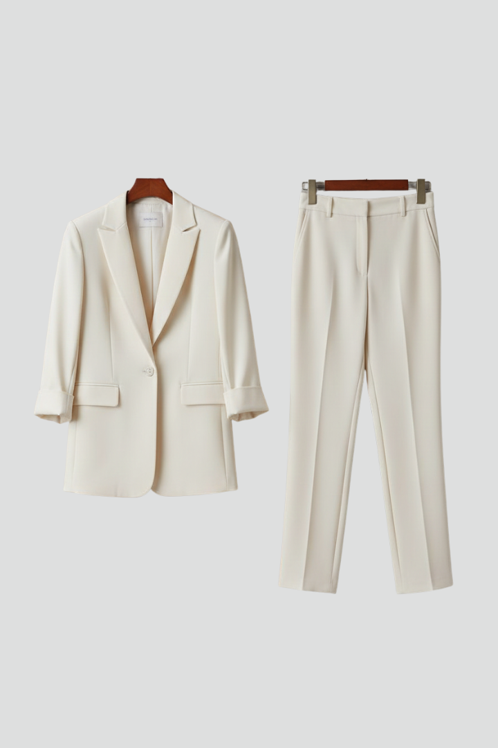 Women's Tailored Workwear Trouser Suit in Cream