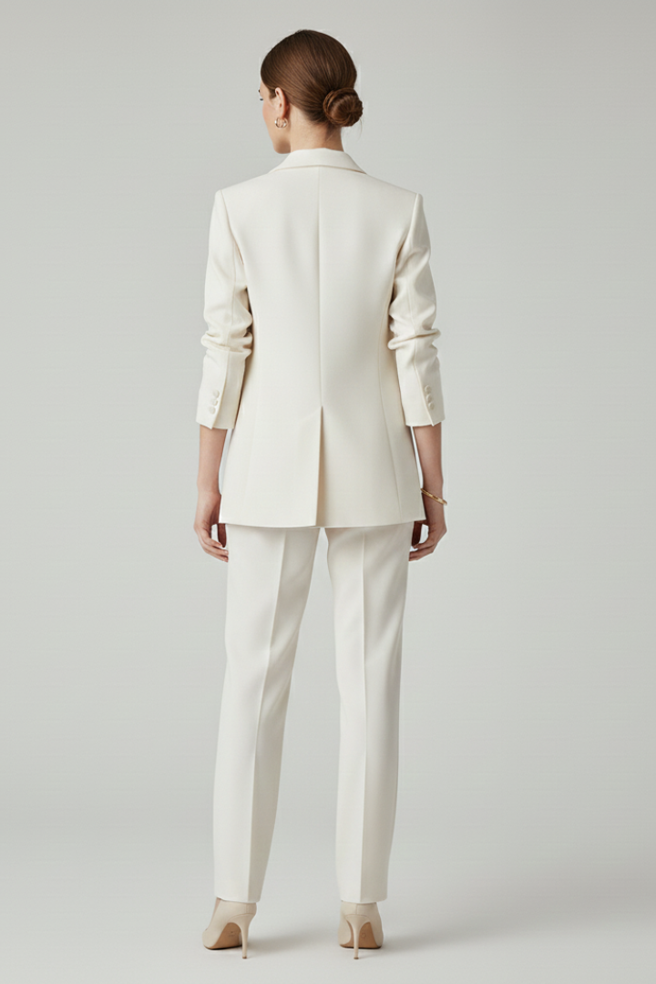 Women's Tailored Workwear Trouser Suit in Cream