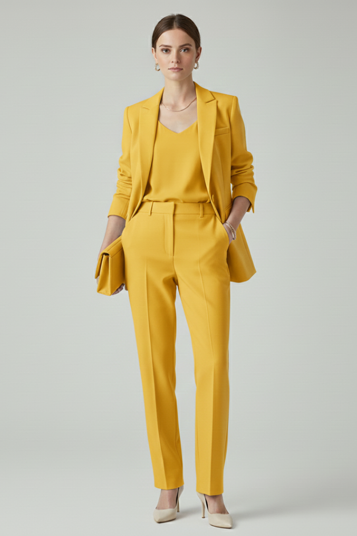 Women's Tailored Workwear Trouser Suit in Yellow