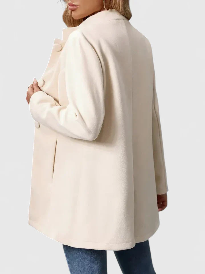 Women's Button-Front Casual Coat in Cream