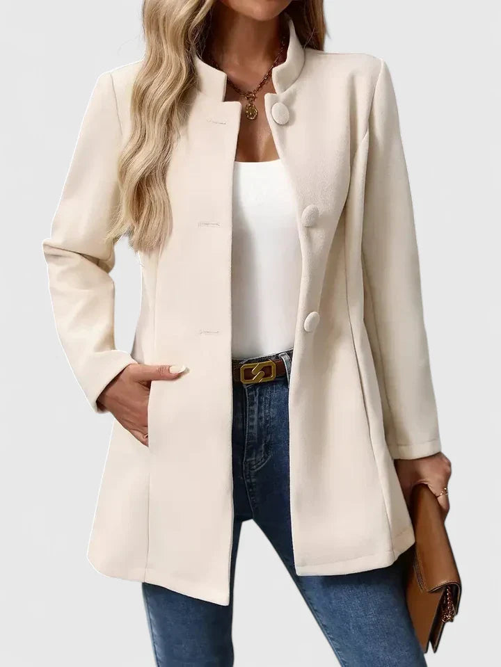 Women's Button-Front Casual Coat in Cream
