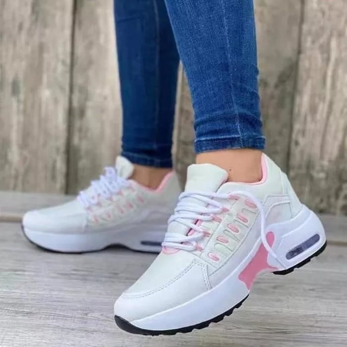 Women's Orthopaedic Lace-Up Casual Trainers in White