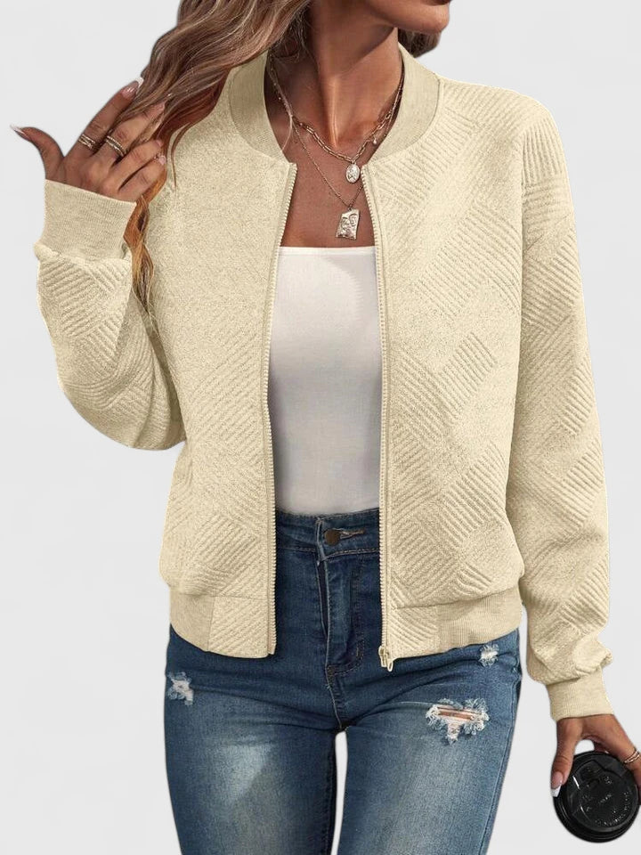 Women's Textured Casual Jacket in Beige