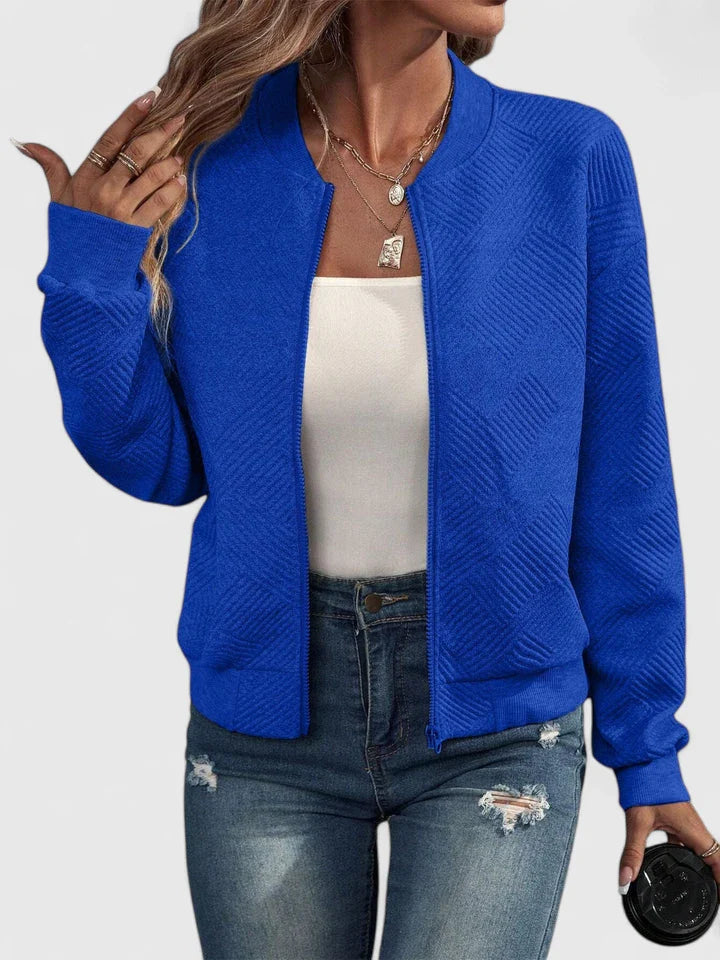 Women's Textured Casual Jacket in Blue