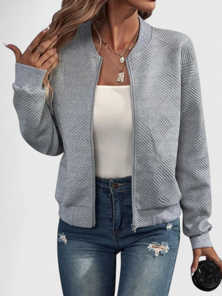 Women's Textured Casual Jacket in Grey