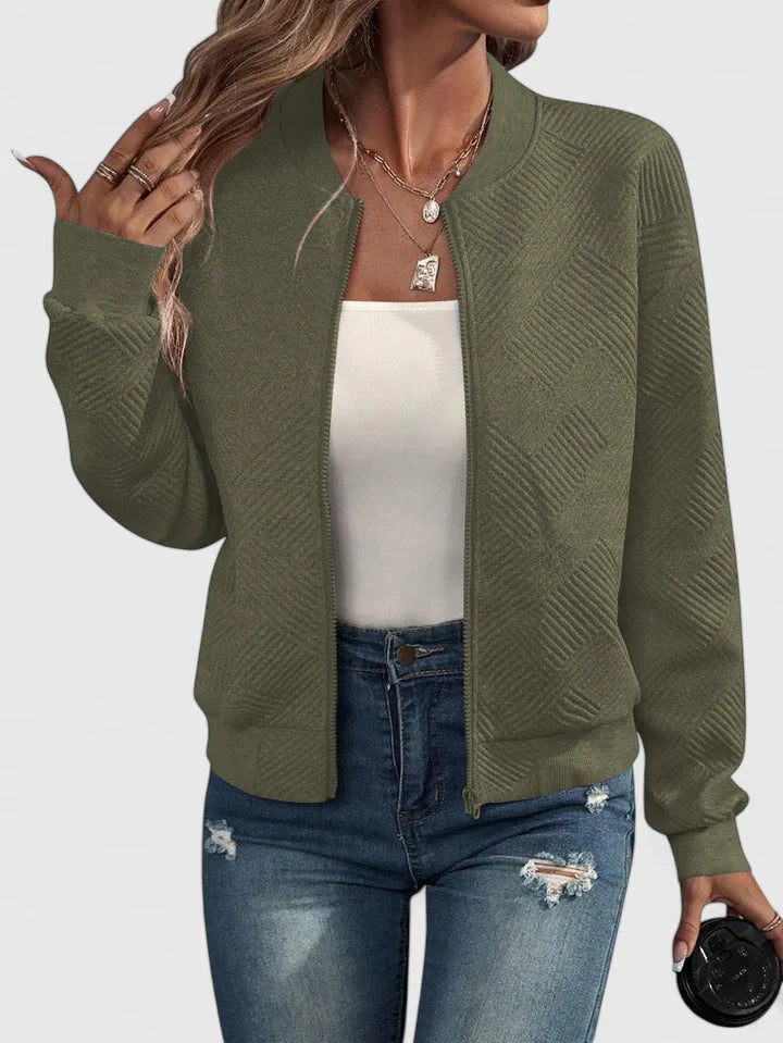 Women's Textured Casual Jacket in Olive
