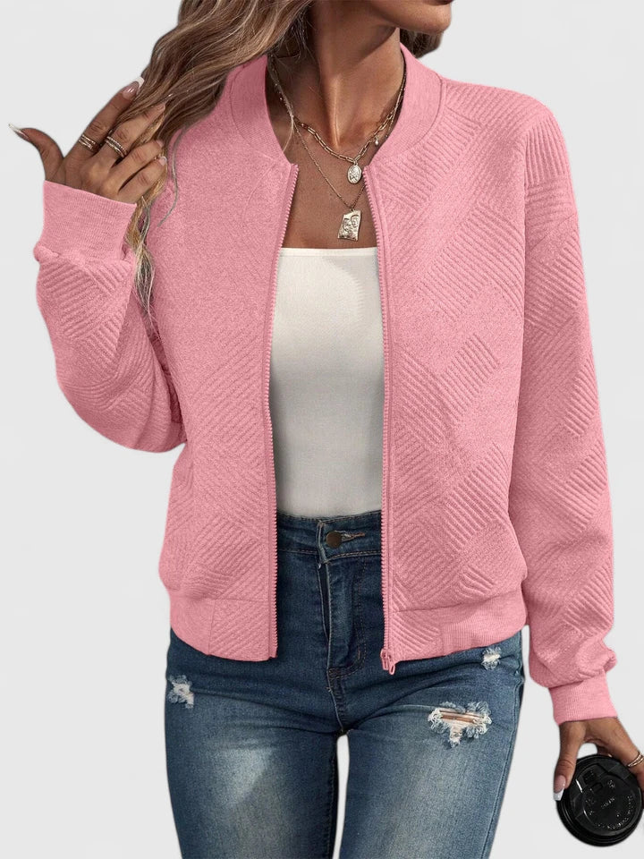 Women's Textured Casual Jacket in Pink
