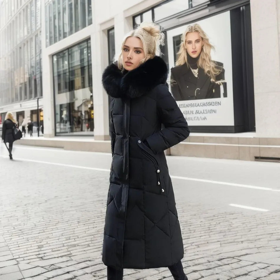Women's Hooded Quilted Casual Coat in Black