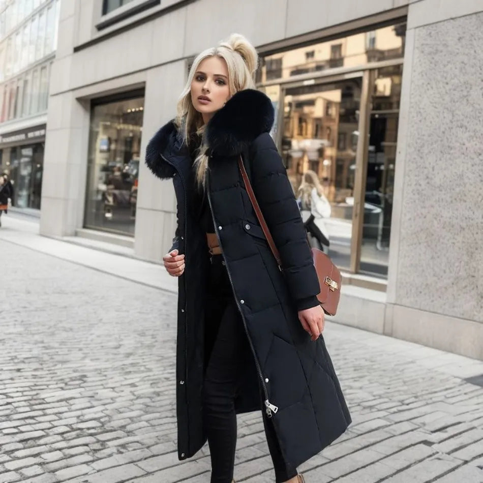 Women's Hooded Quilted Casual Coat in Black