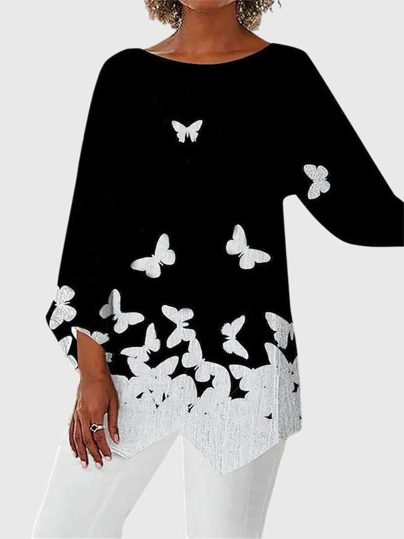 Asymmetric Crossover Hem Casual Blouse in White