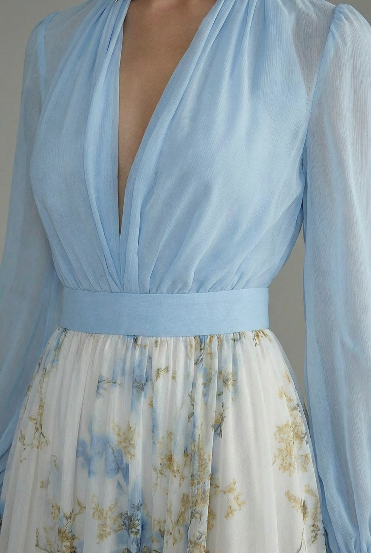 Draped Wedding Guest Maxi Dress in Light Blue