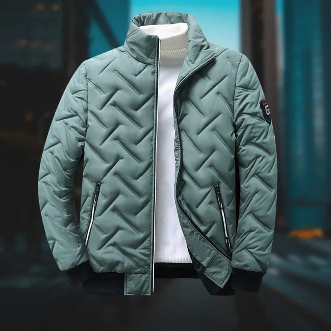 Women's Stand-Collar Quilted Casual Jacket in Sage