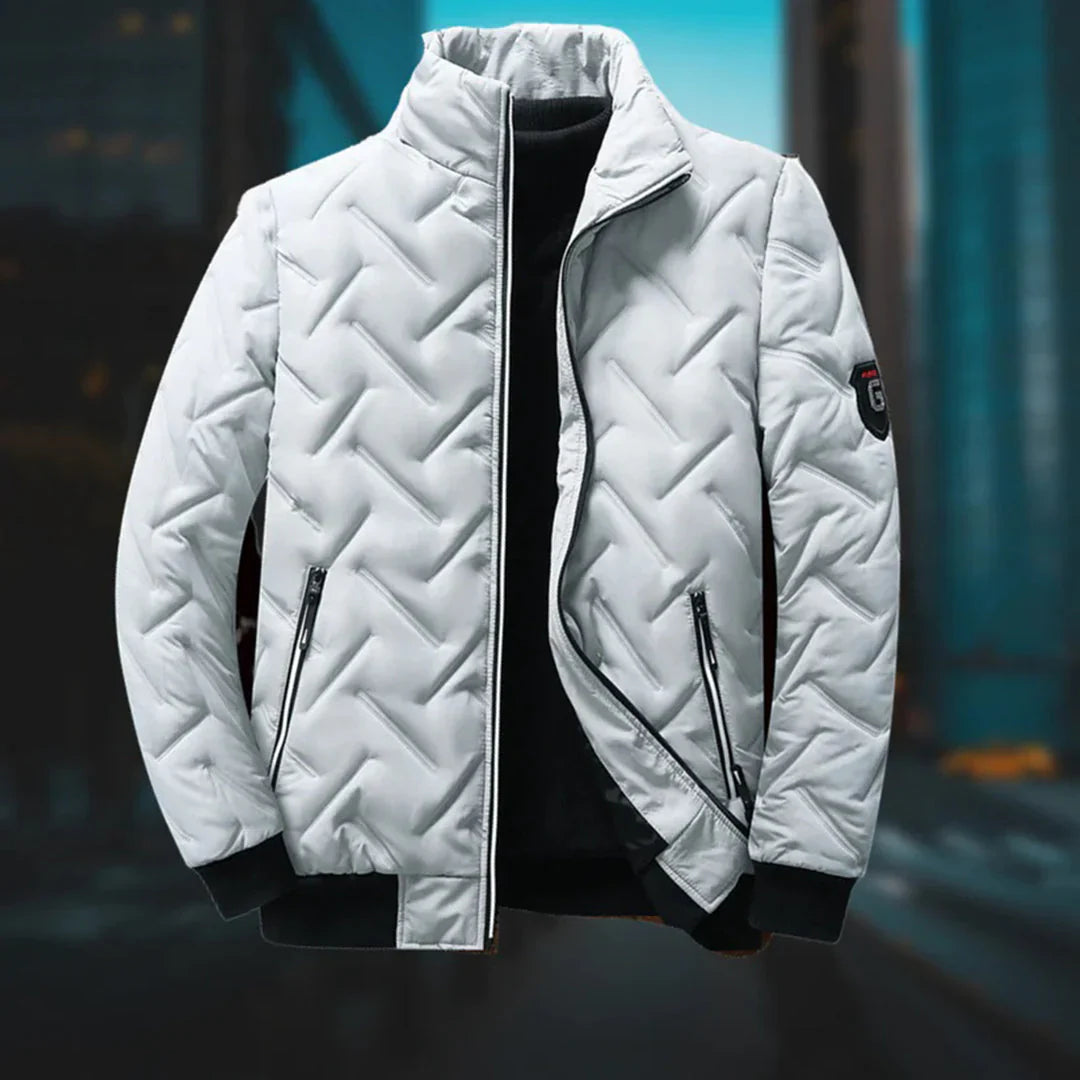 Women's Stand-Collar Quilted Casual Jacket in White