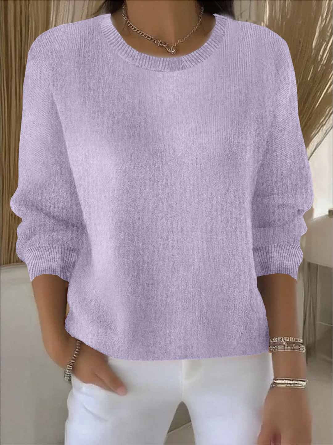 Women's Round-Neck Casual Jumper in Lilac