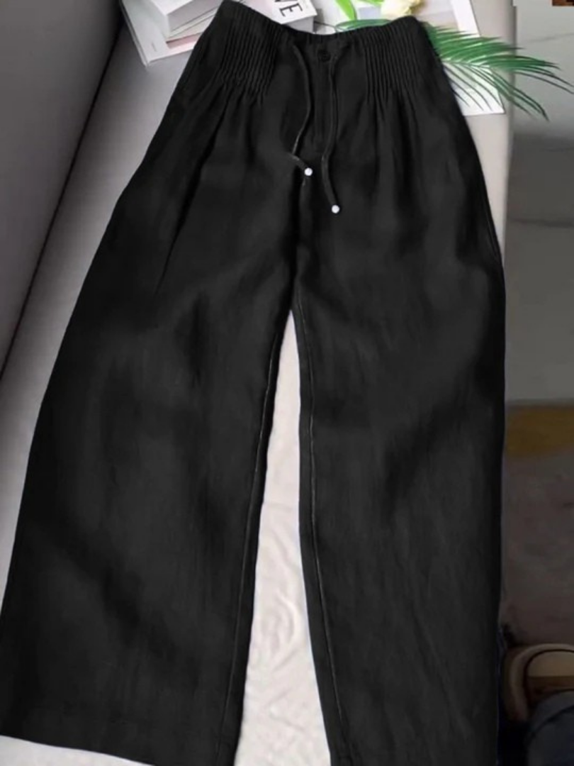 Women's Wide-Leg Casual Trousers in Black