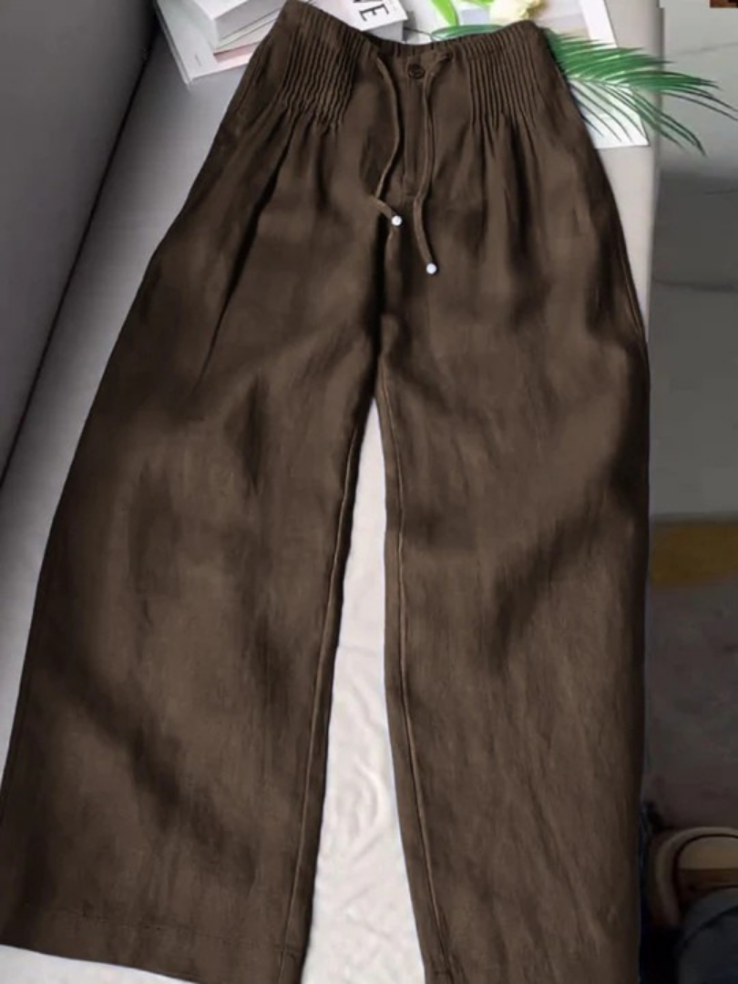 Women's Wide-Leg Casual Trousers in Dark Brown