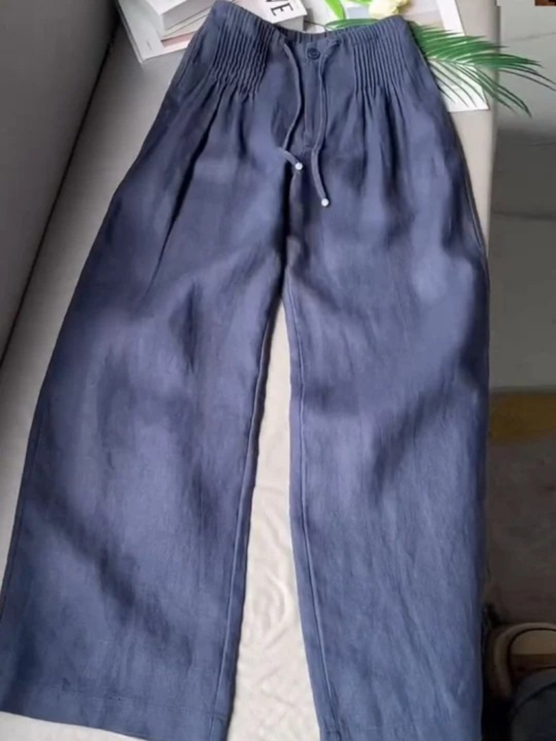 Women's Wide-Leg Casual Trousers in Navy