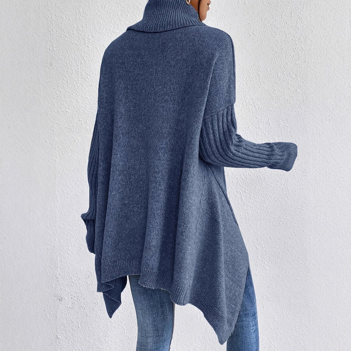 Women's Turtleneck Casual Jumper in Blue