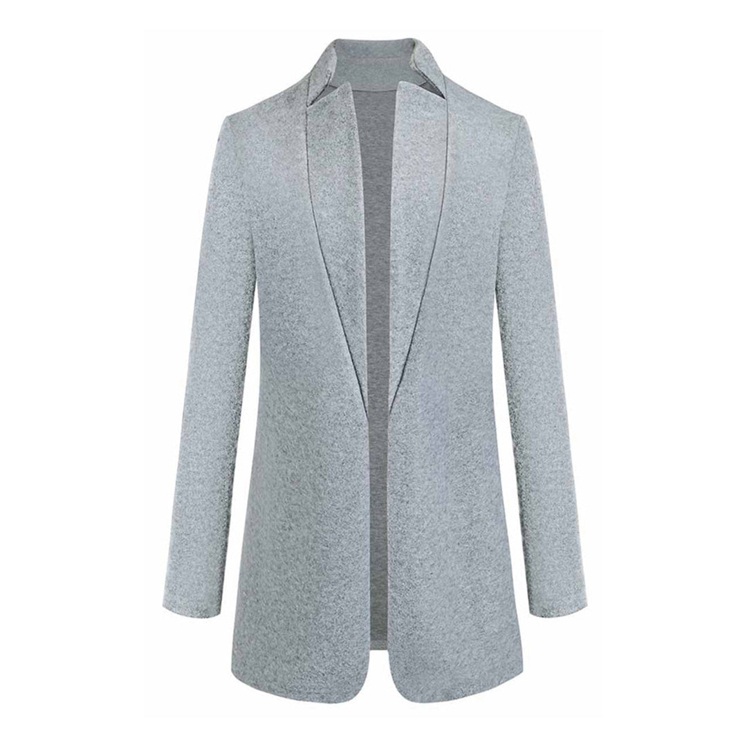 Women's Open-Front Tailored Workwear Coat in Grey