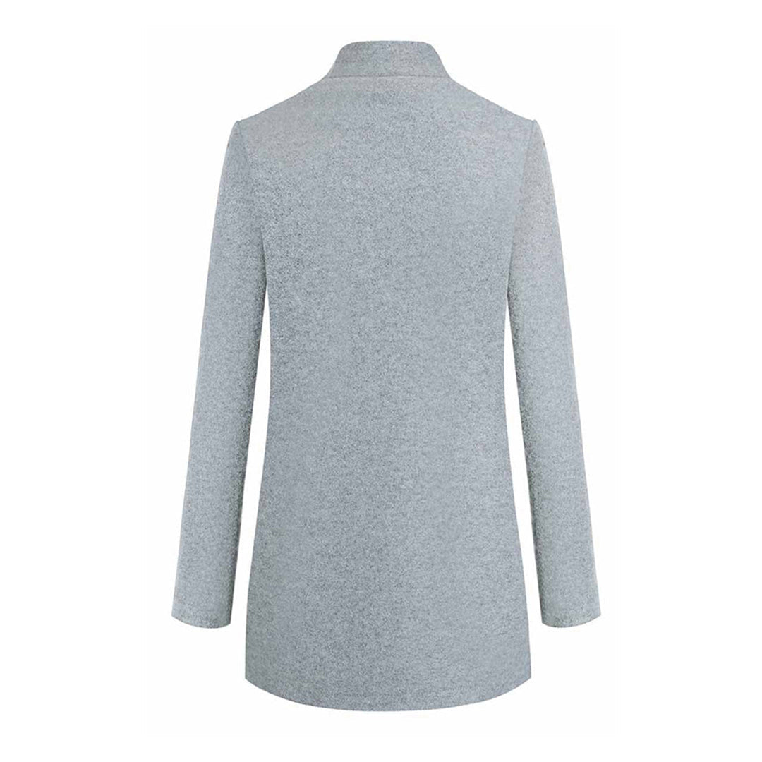 Women's Open-Front Tailored Workwear Coat in Grey