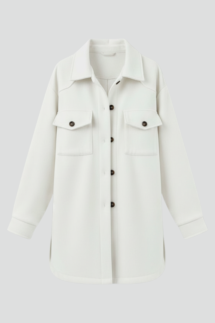 Women's Button-Front Casual Coat in Cream