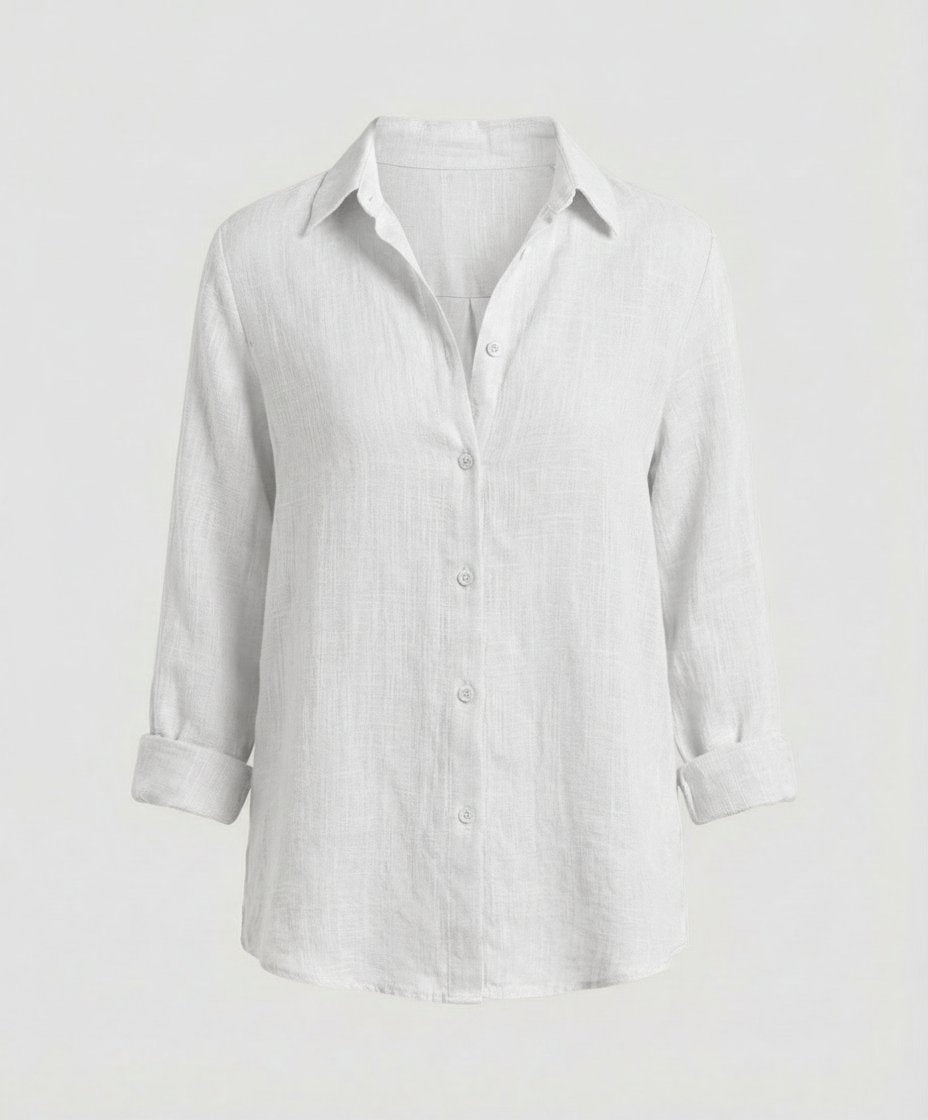 Women's Button-Front Casual Shirt in White