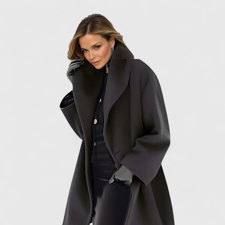 Women's Shawl-Collar Casual Coat in Black