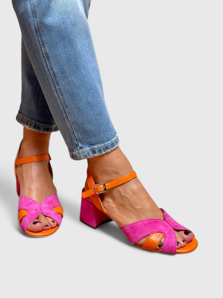 Orthopaedic Crossover Casual Heels in Fuchsia