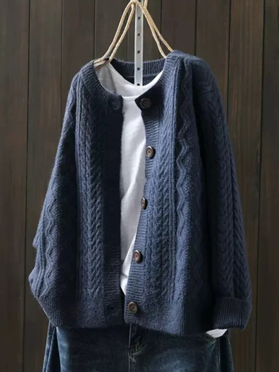Women's Button-Front Casual Cardigan in Navy