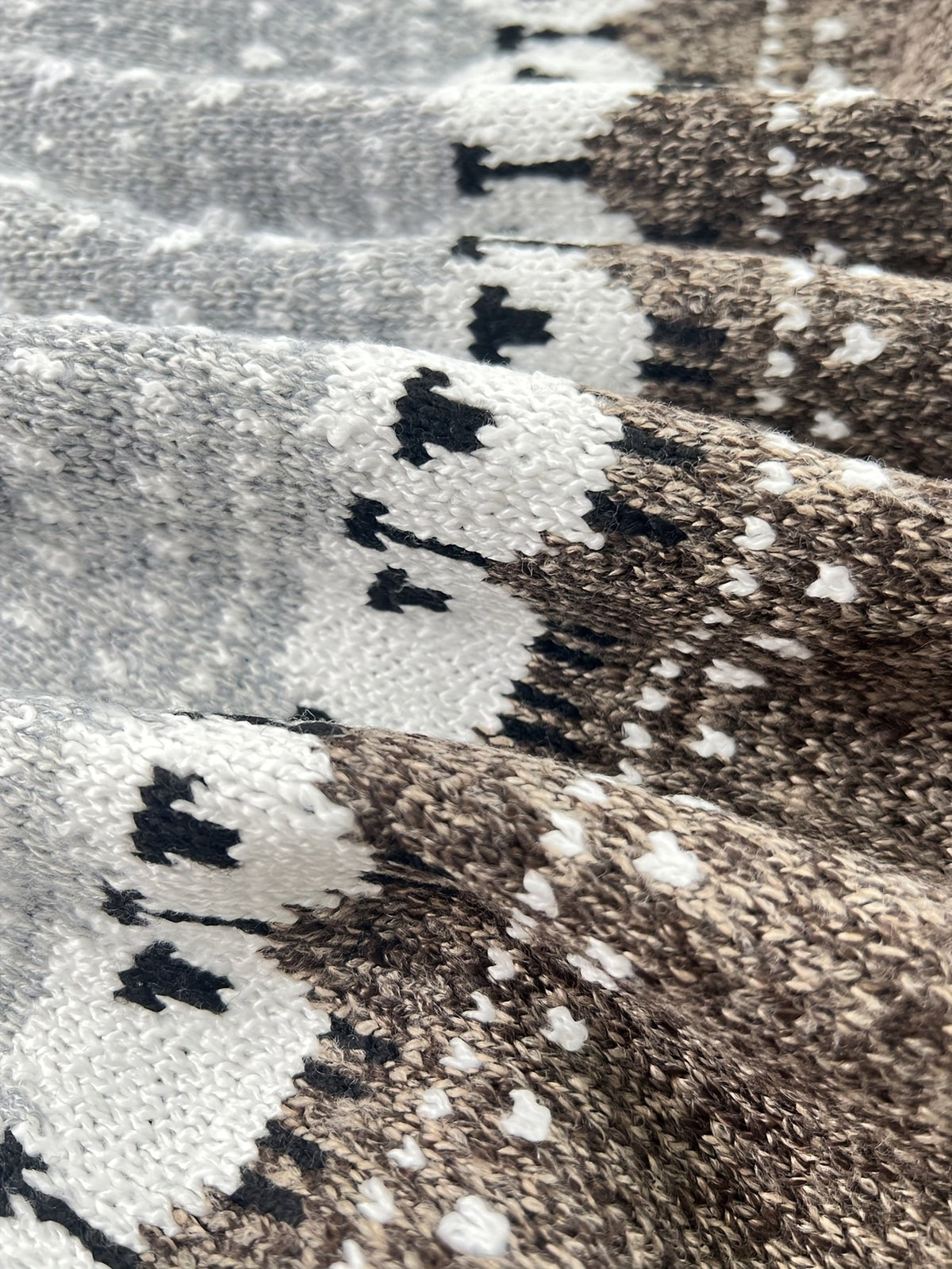 Women's Sheep Jacquard Yoke Casual Jumper in Taupe