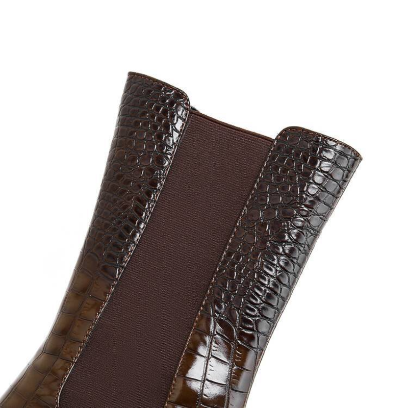 Women's Chunky Platform Chelsea Casual Boots in Brown