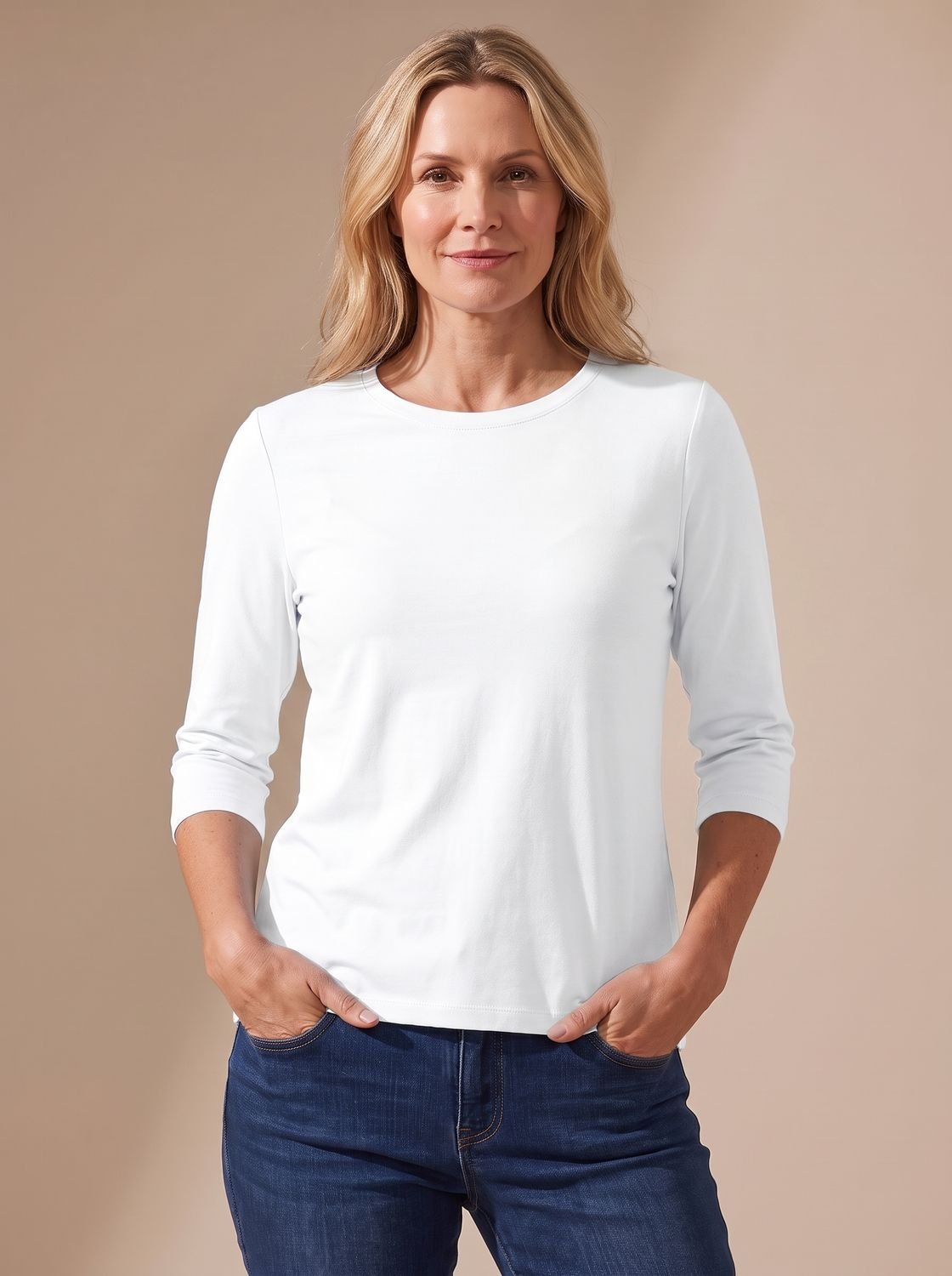 Women's Crew-Neck Casual T-Shirt in White