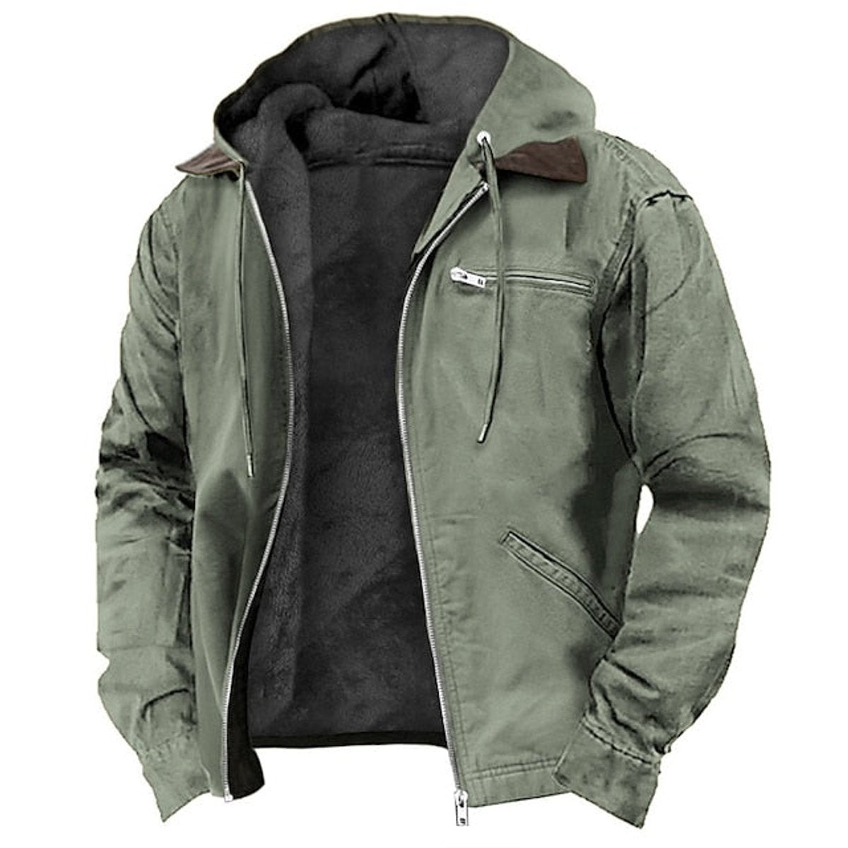 Women's Hooded Zip-Front Casual Jacket in Sage